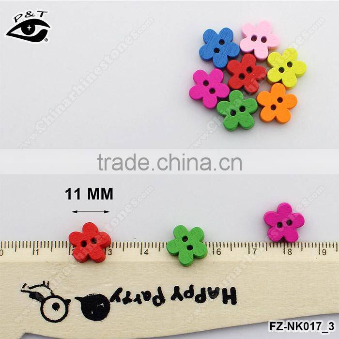 11MM Flower shaped Wood Buttons Colorful Buttons For Decoration DIY Craft Accessories