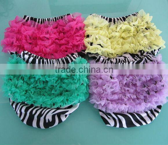 Zebra printed Posh Zebra Bloomer with Chiffon Ruffles Baby Diaper Cover For Kids
