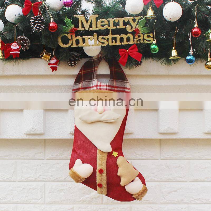 Party Christmas Decoration Smile Santa Claus Snowman Elk Stocking