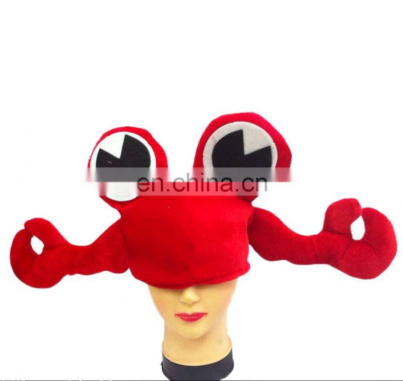 New arrivals 2018 funny party animal hats plush red crab hat for happy new year MFJ-0093