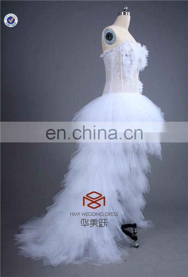 summer Sexy SHMY-W0045 See Through Tulle Layered Short Front Long Back Sequined Lace Wedding Dresses