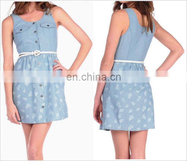 summer style sleeveless ladies denim dress
