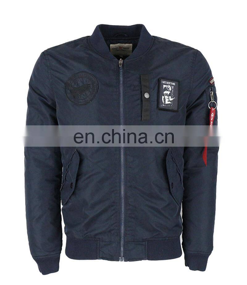 high quality Nylon Plain navy Flight bomber jacket mens