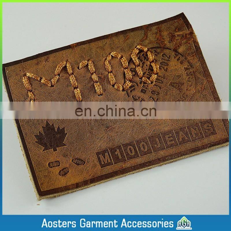 jeans leather patch company custom fashion jeans leather patch labels