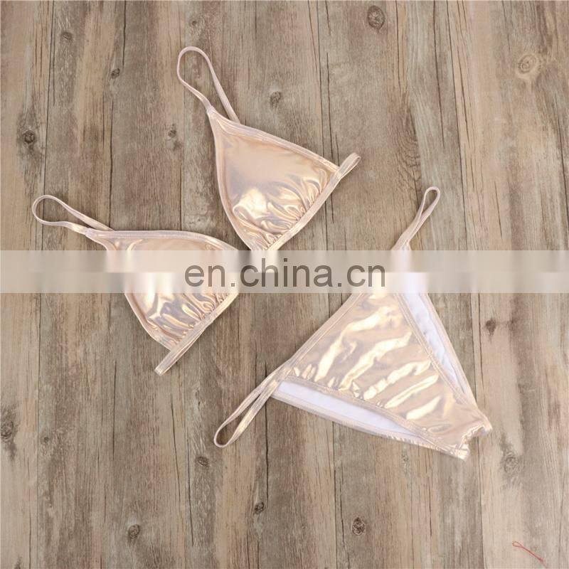 New Gold-stamped Bikini Sexy Pure-color Lady's Split Swimming Suit with Brassiere Cushion