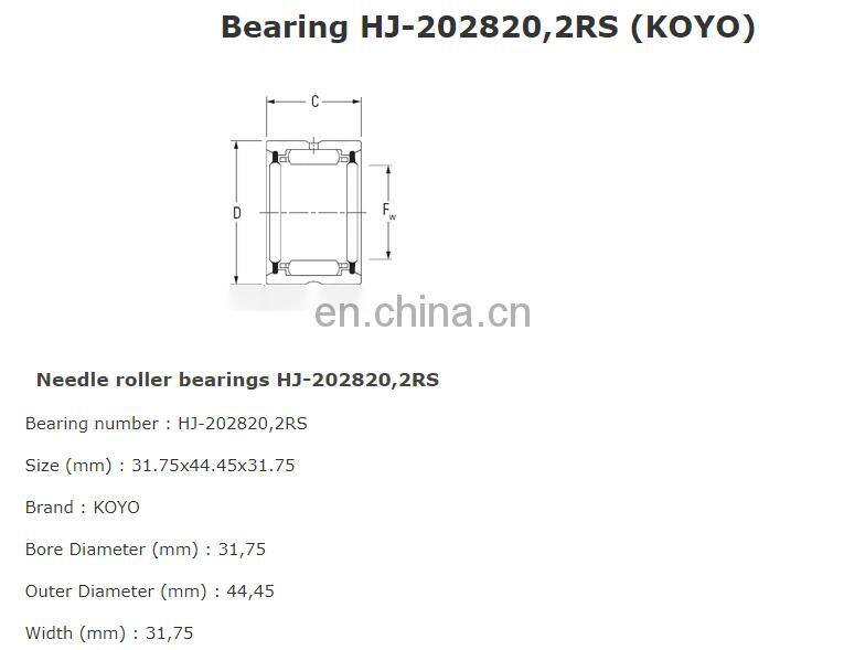 HJ202820 HJ-202820 HJ 202820-2RS Needle Roller Bearing 31.75x44.45x31.75mm