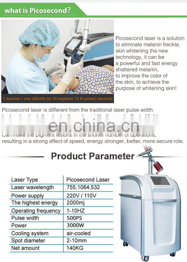Medical CE Approved 2019 Newest Technology Tattoo Removal 755 nm Picosecond Laser