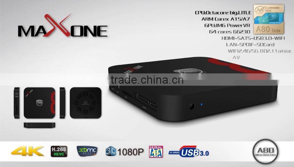 smart Android 4K A80 chip H.265 3D USB3.0 LC-A80 TV box