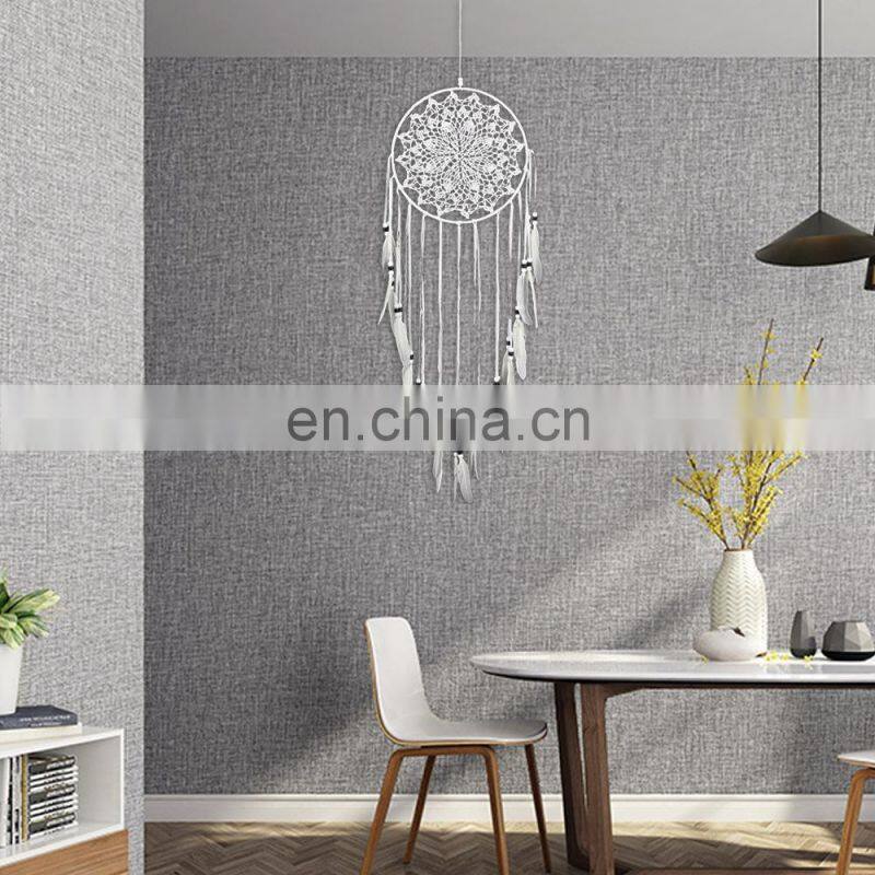 White Lace Flower Dream catcher Wind Chimes Indian Style Feather Pendant Dream Catcher Creative Car Hanging Decoration