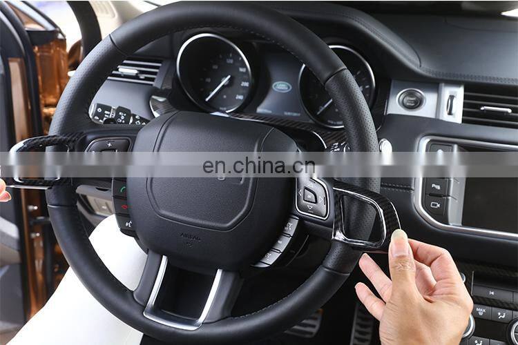 New! Carbon Fiber Style ABS Plastic Accessories For Land Rover Range Rover Evoque Steering Wheel Button Cover Trim