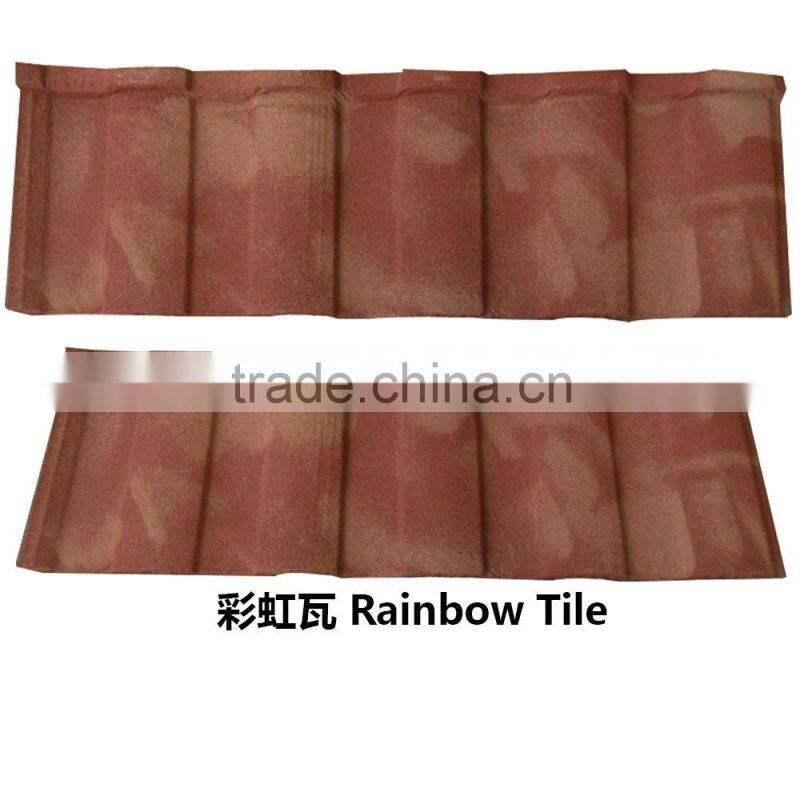 Hot sale rainbow tile stone coated steel roofing tile