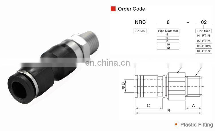 NRC Manufacturer Directory Pneumatic Straight Male Rotary Push Air Fittings10mm