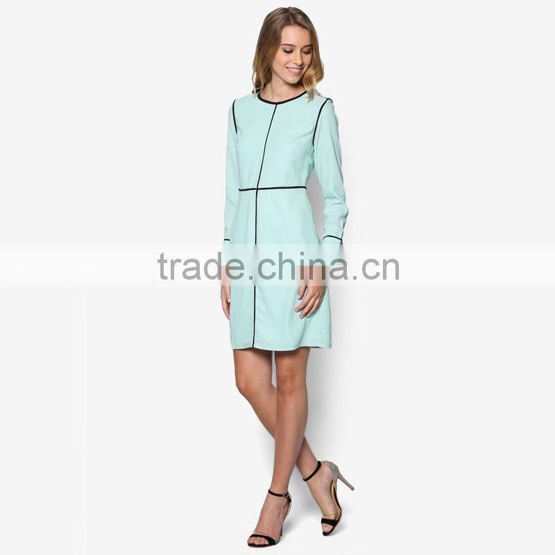 Women jersey long sleeve fashionable high quality ladies western dress design D281
