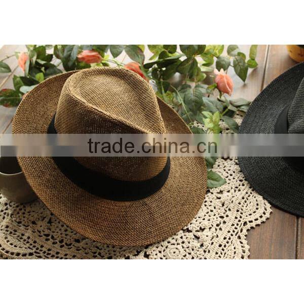 Promotion cheap plain wholesale straw cowboy hats ladies straw hats Beach shading Unisex cowboy straw hat
