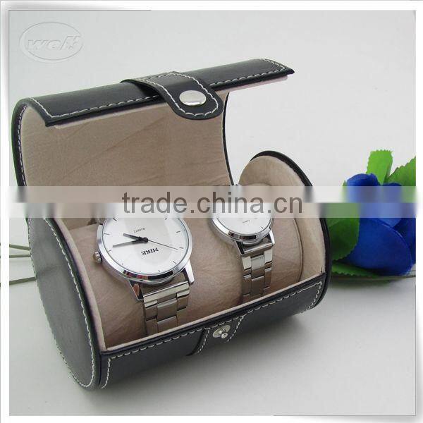 Luxury PU leather wrist watch case with cushion