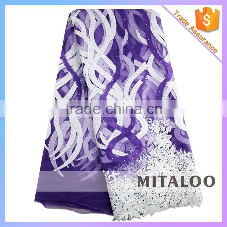 Mitaloo MFL0130 African White Lace Polyester Fabric Net Lace Nigeria Orange African Lace