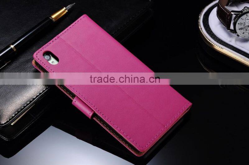 Quality pu leather wallet design cell phone case for Sony Z3