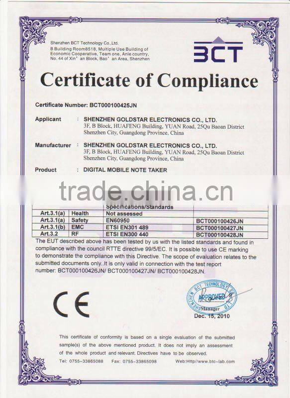 Newest bluetooth digital pen for smart phone GXN-403BT