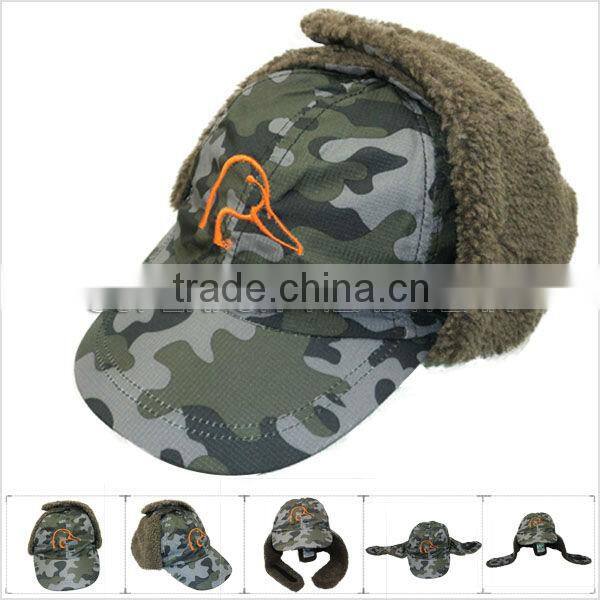 2013 latest custom design camouflage artificial winter caps and lei feng caps