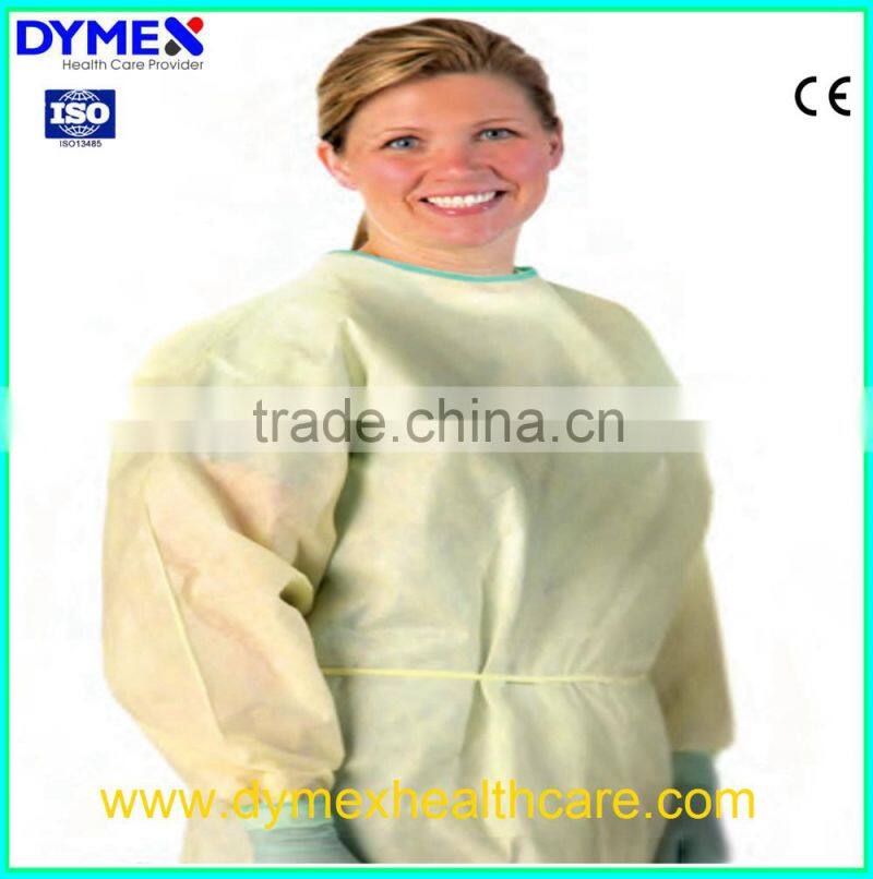 Yellow Sterile Disposable Non-woven Isolation Gowns with elastic