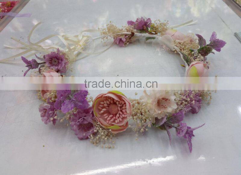 HL019 Hot sale Fashion women tiara flower crown headband wedding flower garland crown handband