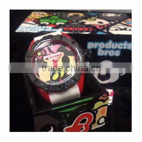 2016 Hot Sell Products Bros Baby Rinne Women Waterproof PVC Band Rubber Wrist White Red Watch