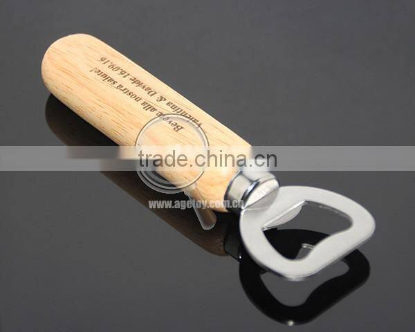 Custom Laser Engraved Names Wedding Souvenir Wooden Handle Stainless Steel Metal Beer Opener Wood