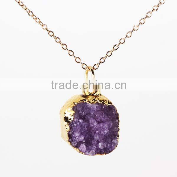 New Trendy Gold Chain Natural Crystal Stone Necklaces for Women