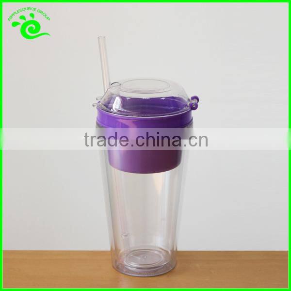 Plastic Drinking Mug With Straw And Snack Box