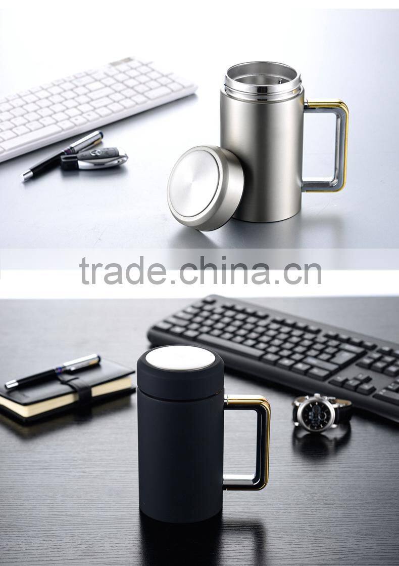 350ml office business stainless steel vacuum cup with handle
