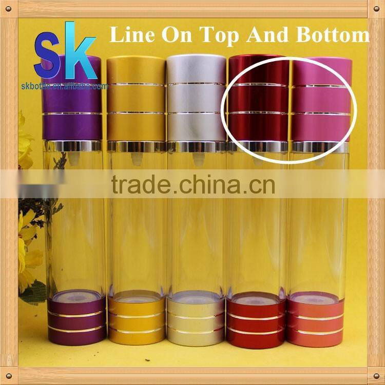 30ml 50ml cosmetic black airless bottle with pump cap for lotion