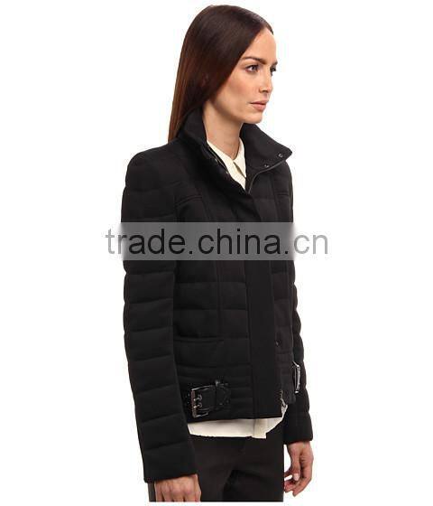 Short Quilted Coat With Belt women coat