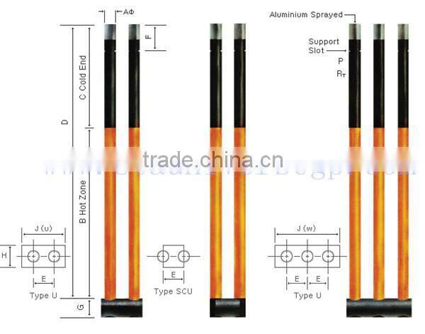STA 1400C 1500C 1600C sic elements silicon carbide heating rod for klin
