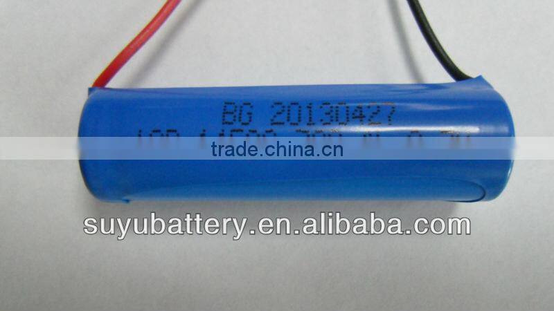 3.7V Li-ion 14500 battery with wire 800mAh/700mAh