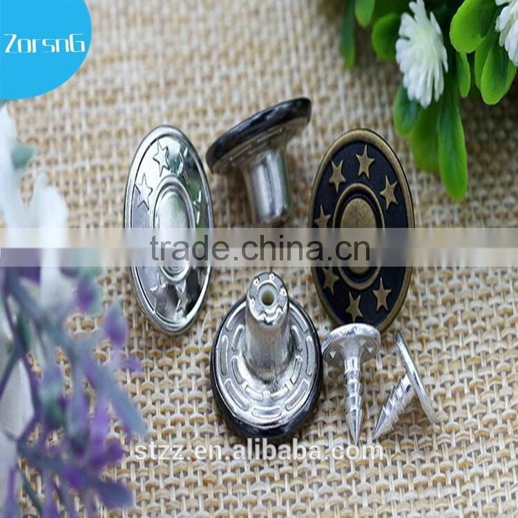 New style silver nickel free jeans button custom design nickel color buttons for jeans washable and hand press