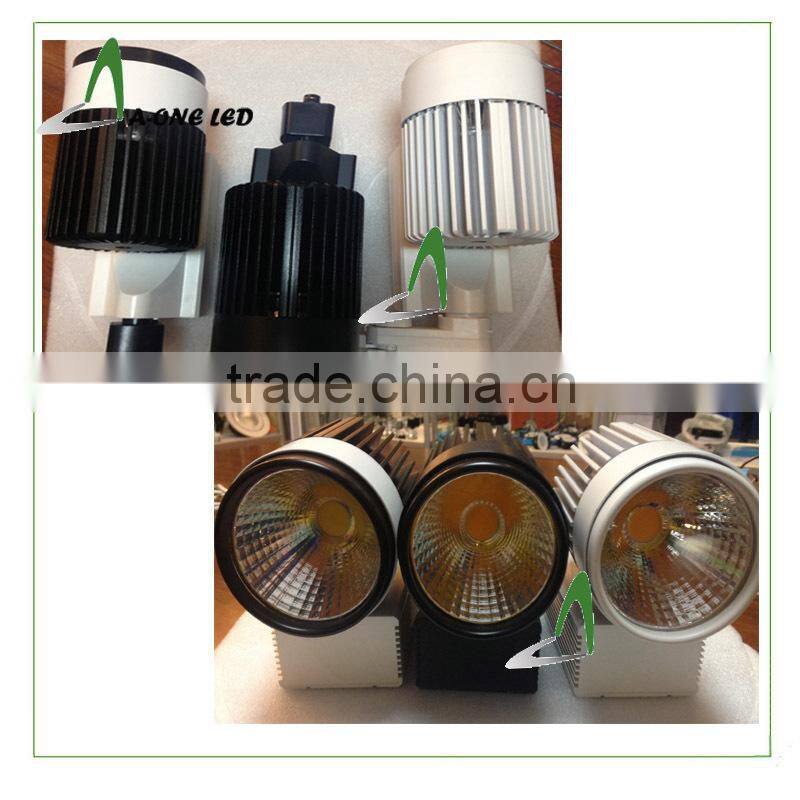 Commercial Lighting 100% Aluminium Shell dimmable 30W COB black led track lighting with 50,000h long Life-span