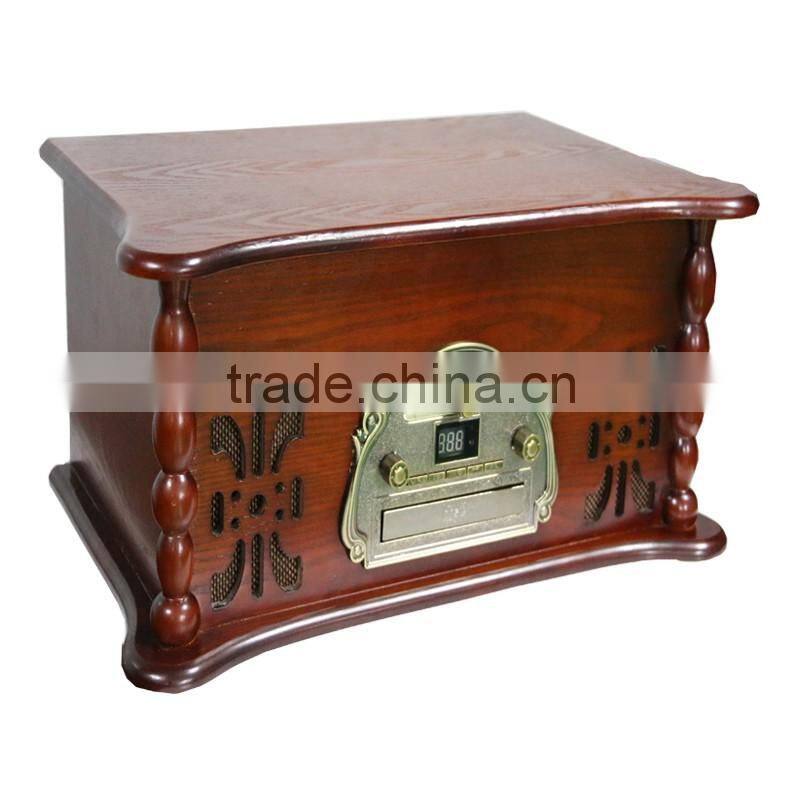 OKLY Classic 6-in-1 Turntable Music Center with Bluetooth OKW-6018