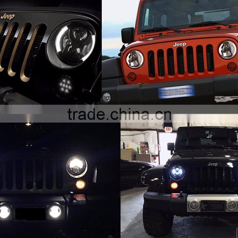 80w 7" Halo Led Headlight Round 7inch H4 Hi/Low Beam 7INCH LED Headlights DRL Led Car Headlamp for Jeep Wrangler JK, TJ, CJ