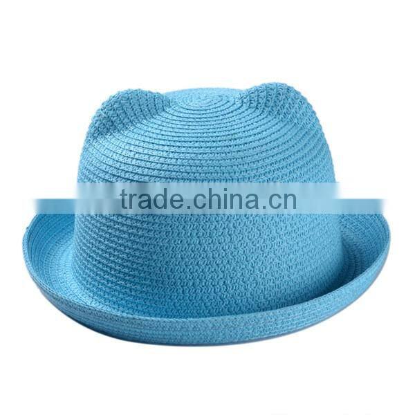 Japanese style handmade straw hat, fresh colorful cute cat hat for girl