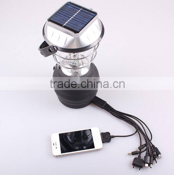 Solar Hand Crank Lantern Camping with USB Charger AC Charger and