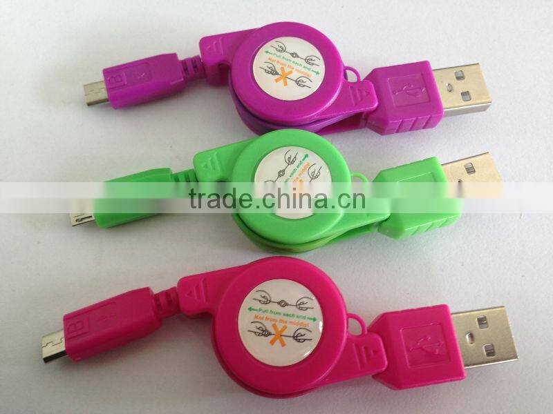 Colorful USB 85cm flat micro Cable usb 3.0 data link cable for samsung /MP3/MP4