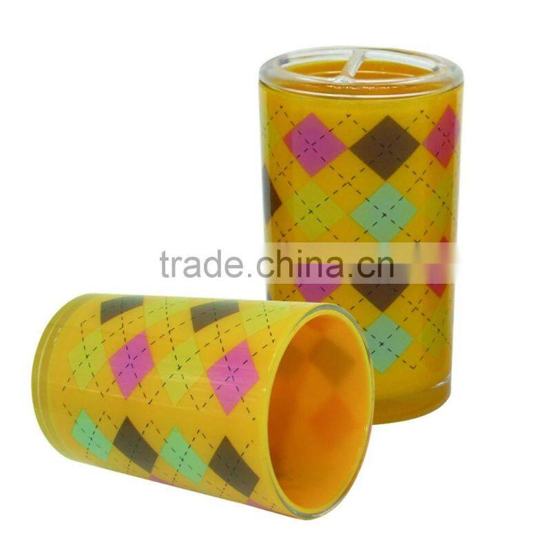 Double wall yellow plastic toothbrush holder with cheap price