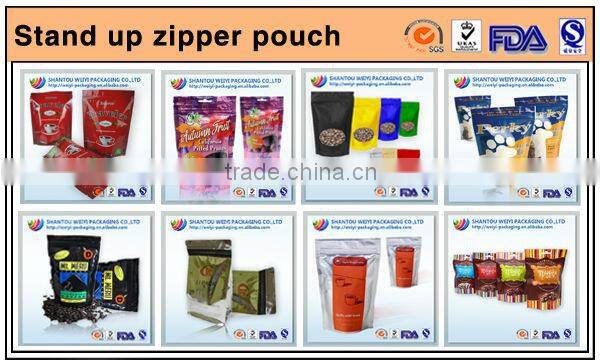 Laminated material green tea zip lock stand up pouches