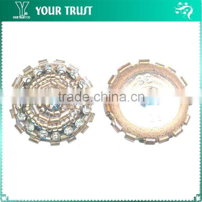 Blue Indigo Glass Bead Brown Bead Covered Technics Shank Shirt Cover Button