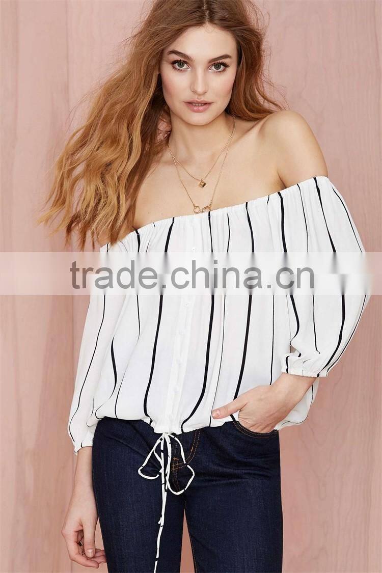 Lancai garment product summer design ladies off shoulder blouse