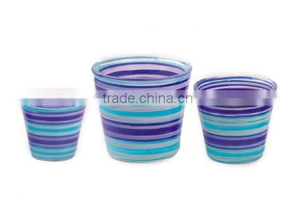 glass flower pot with hand painting glass pot for plants