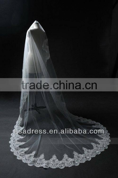 Long Cathedral Lace Edge Bridal Veil Wedding Accessary(AC-1079)