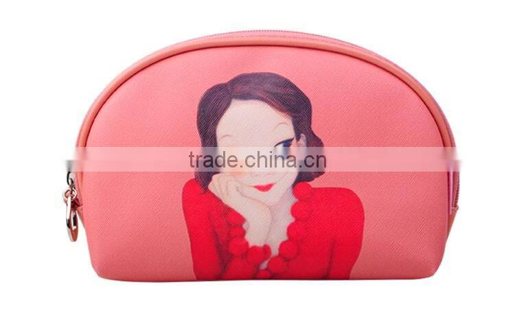 Wholesale PU cosmetic bag with long zipper