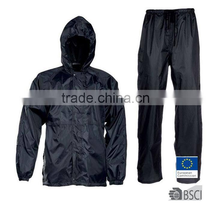 Mens 100% PE Taslon Waterproof Raincoat Rainset