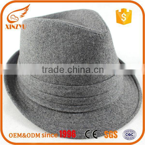 Custom mens designer fedora hats grey wool dressy formal hats for men